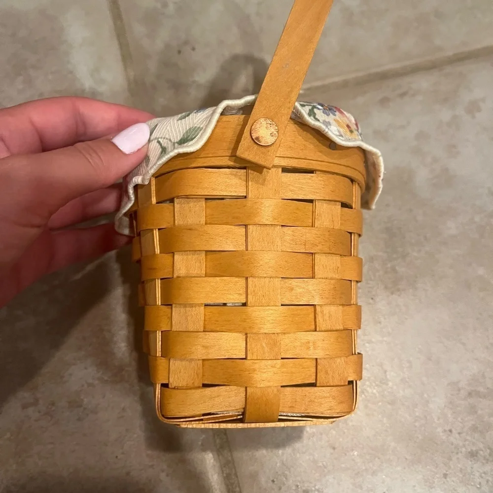 Longaberger small Floral Fabric Lined Wicker Basket